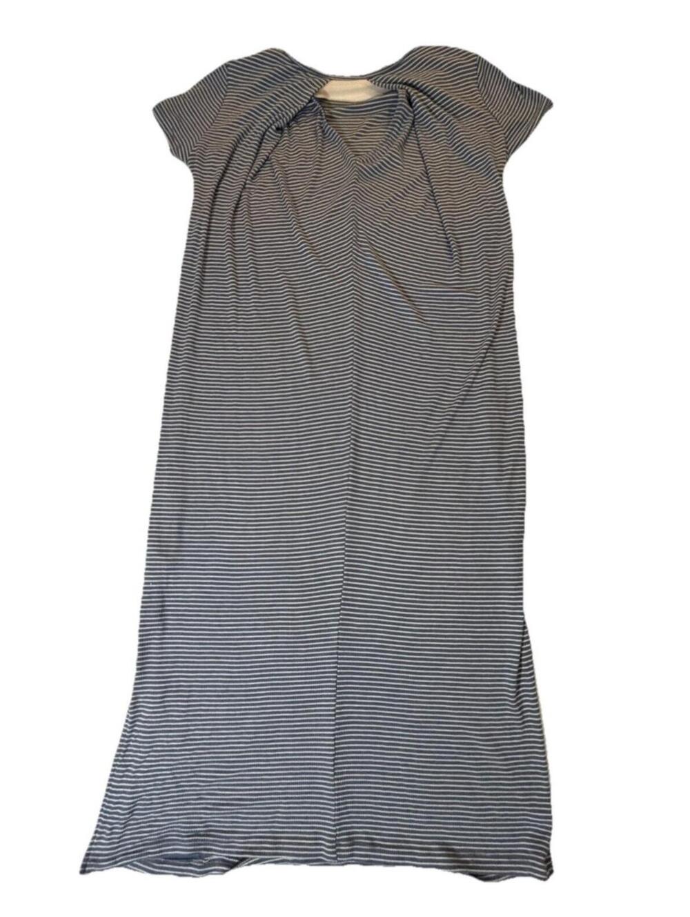 Evereve Blue White Striped Maxi Dress Women’s Small Short Sleeve Keyhole Back - Picture 2 of 6